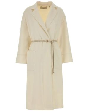Agnona Double-Breasted Belted Coat - White