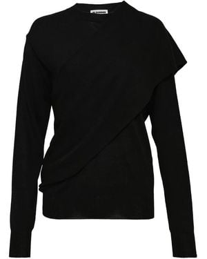 Jil Sander Draped-Panel Sweatshirt - Black