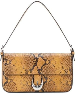 STAUD Harlow Snake-Print Shoulder Bag - Metallic