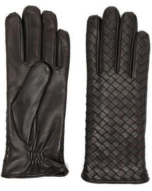Manokhi Leather Woven Gloves - Black