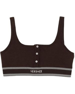 Versace Soutien-Gorge À Logo Brodé - Brown