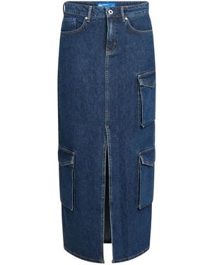 Karl Lagerfeld Cargo Denim Maxi Skirt - Blue