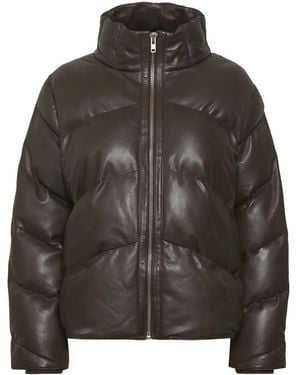 Gestuz Quilted Leather Jacket - Brown