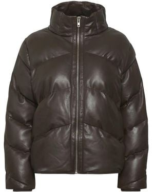 Gestuz Gesteppte Lederjacke - Braun