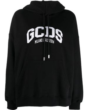 Gcds Cotton Hoodie Logo Lounge - Black
