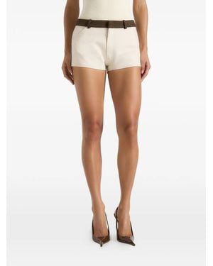Manière De Voir Verity Contrast Waist Linen Mini Shorts - White