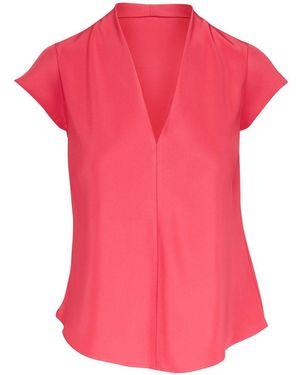 Peter Cohen V-Neck Silk Top - Pink