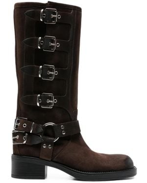 GISEL B Multi-Buckle Leather Boots - Black