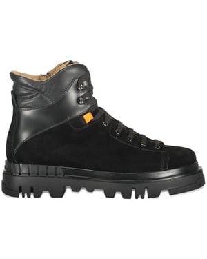 Santoni Lace-Up Leather Boots - Black