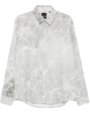 Patrizia Pepe Marble-Print Long-Sleeve Shirt - White