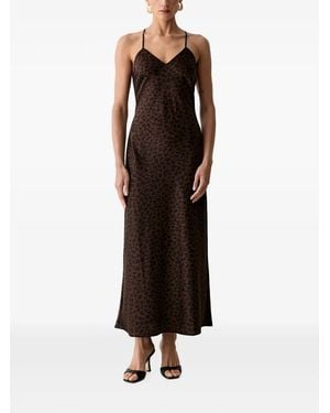 Morgan Leopard-Print Backless Maxi Dress - Black