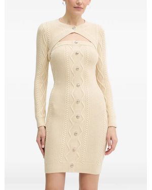 Guess Cable-Knit Button Mini Dress - Natural