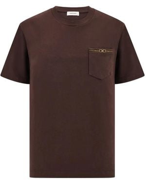 Ferragamo Gancini-Detail Pocket T-Shirt - Brown