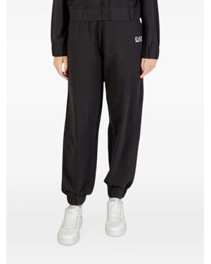 EA7 Logo-Detail Zip-Up Cotton Tracksuit - Black