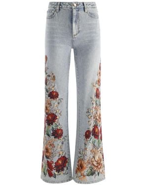 Alice + Olivia Chic High-Rise Floral-Print Jeans - Blue