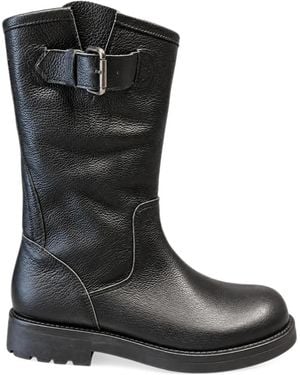Paura Botas De Piel Texturizada Con Hebilla - Negro