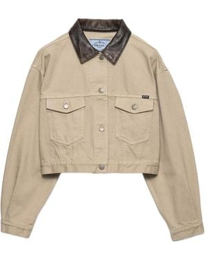 Prada Cropped Old Denim Jacket - Natural
