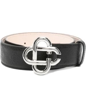 CASABLANCA Monogram-Buckle Leather Belt - Black