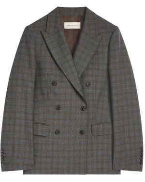 Dries Van Noten Double Breasted Wool Blazer - Grey