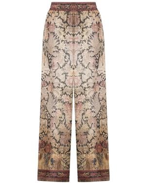 Pierre Louis Mascia Aloe Tapestry-Print Palazzo Trousers - Natural