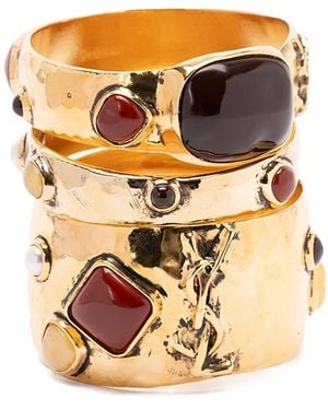 Saint Laurent Cassandre Cabochon Bracelet (Set Of Three) - Metallic