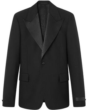 Versace Satin-Trim Single-Breasted Blazer - Black