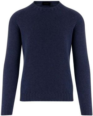 Tagliatore Crew-Neck Raglan-Sleeve Sweater - Blue