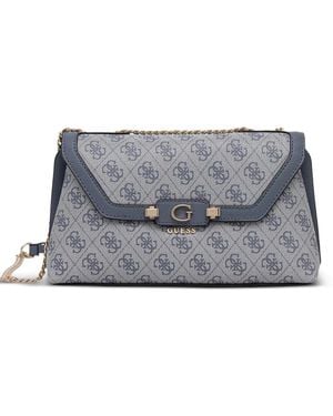 Guess Lindsey Monogram-Print Chain-Link Crossbody Bag - Grey