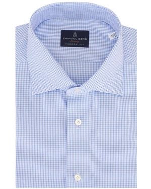 Emanuel Berg Checked Cotton Shirt - Blue
