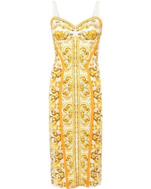 Dolce & Gabbana マジョリカプリント コルセットドレス - メタリック