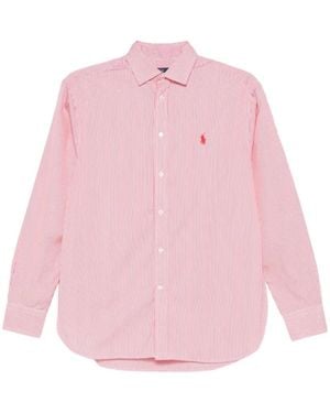 Polo Ralph Lauren Striped Logo-Embroidered Shirt - Pink