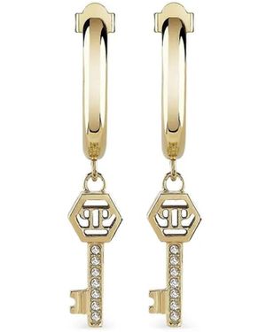 Philipp Plein Pendientes Valentine Con Detalle De Llave - Blanco