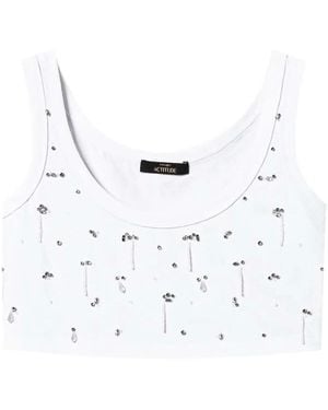 Twinset Embroidered Cropped Top - White