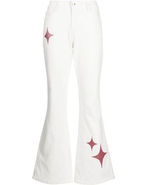 Madison Maison Star-Print High-Rise Flared Jeans - White