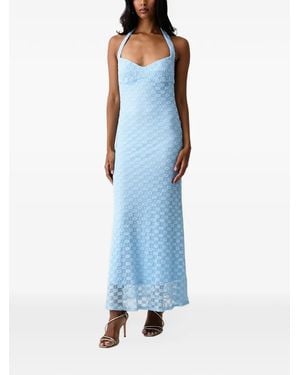 Bardot Mariko Floral-Lace Halterneck Maxi Dress - Blue