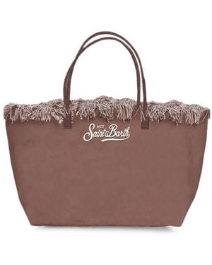 MC2 Saint Barth City Fringe-Trim Logo-Embroidered Tote Bag - Brown