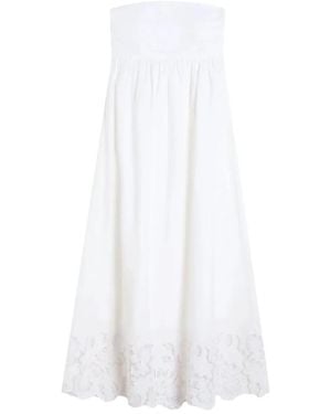 Max Mara Cena Strapless Lace Dress - White