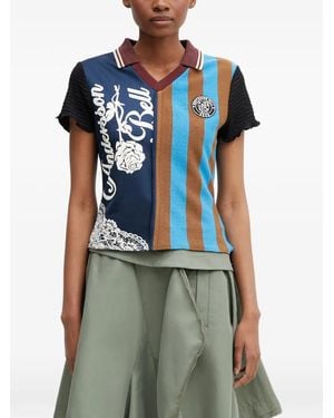 ANDERSSON BELL Patchwork Striped Polo Shirt - Blue