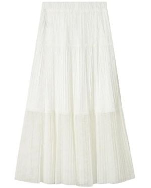 B+ AB Mid Tiered Pleated Skirt - White