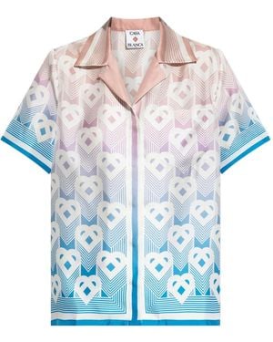 CASABLANCA Silk Short-Sleeve Shirt - Blue