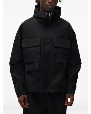 Arte' Hooded Flap-Pocket Jacket - Black