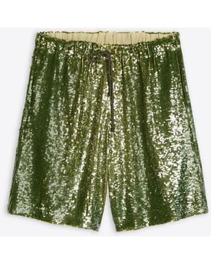Dries Van Noten Shorts Mit Paillettenverzierung - Grün