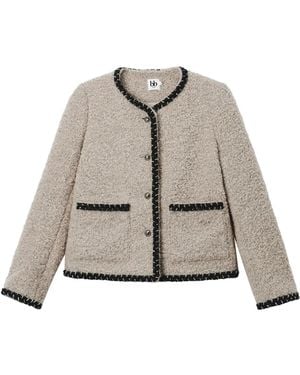 B+ AB Buttoned Contrast Trim Jacket - Natural