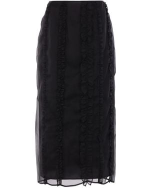 Cecilie Bahnsen Ruffled Midi Skirt - Black