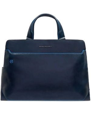 Piquadro Laptoptasche Mit Lederhenkel - Blau