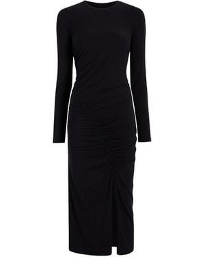 Another Tomorrow Robe Froncée À Manches Longues - Black