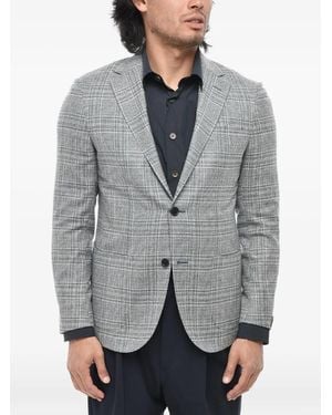 Corneliani Checked Single-Breasted Blazer - Grey