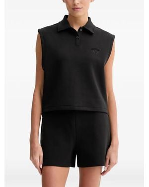 Guess Drawstring-Hem Sleeveless Polo Shirt - Black