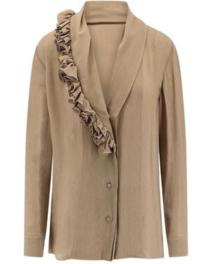 Alberta Ferretti ラッフル シャツ - ナチュラル