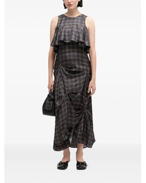 ganni shiny check jacquard midi dress GANNI Shiny Check Jacquard Midi Dress